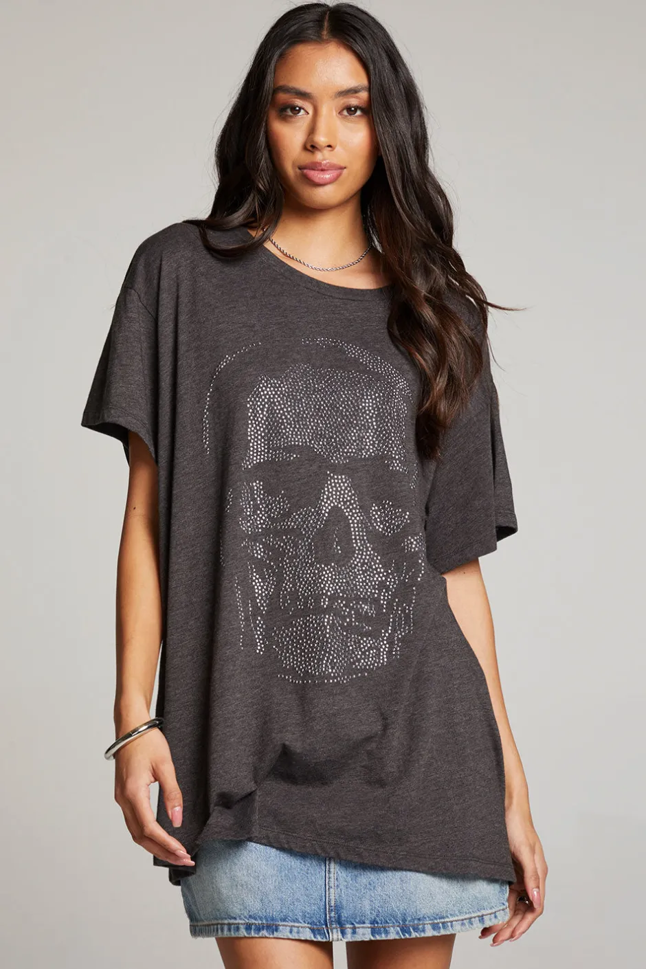 Women Chaser Brand Diamond Skull Tee