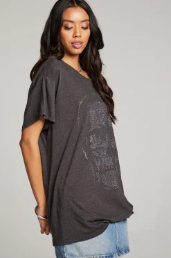 Women Chaser Brand Diamond Skull Tee