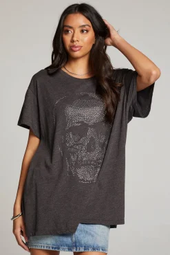 Women Chaser Brand Diamond Skull Tee