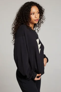 Women Chaser Brand Distressed Bolt Long Sleeve
