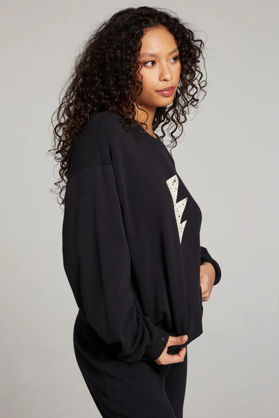 Women Chaser Brand Distressed Bolt Long Sleeve