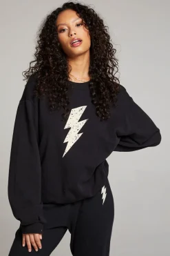 Women Chaser Brand Distressed Bolt Long Sleeve