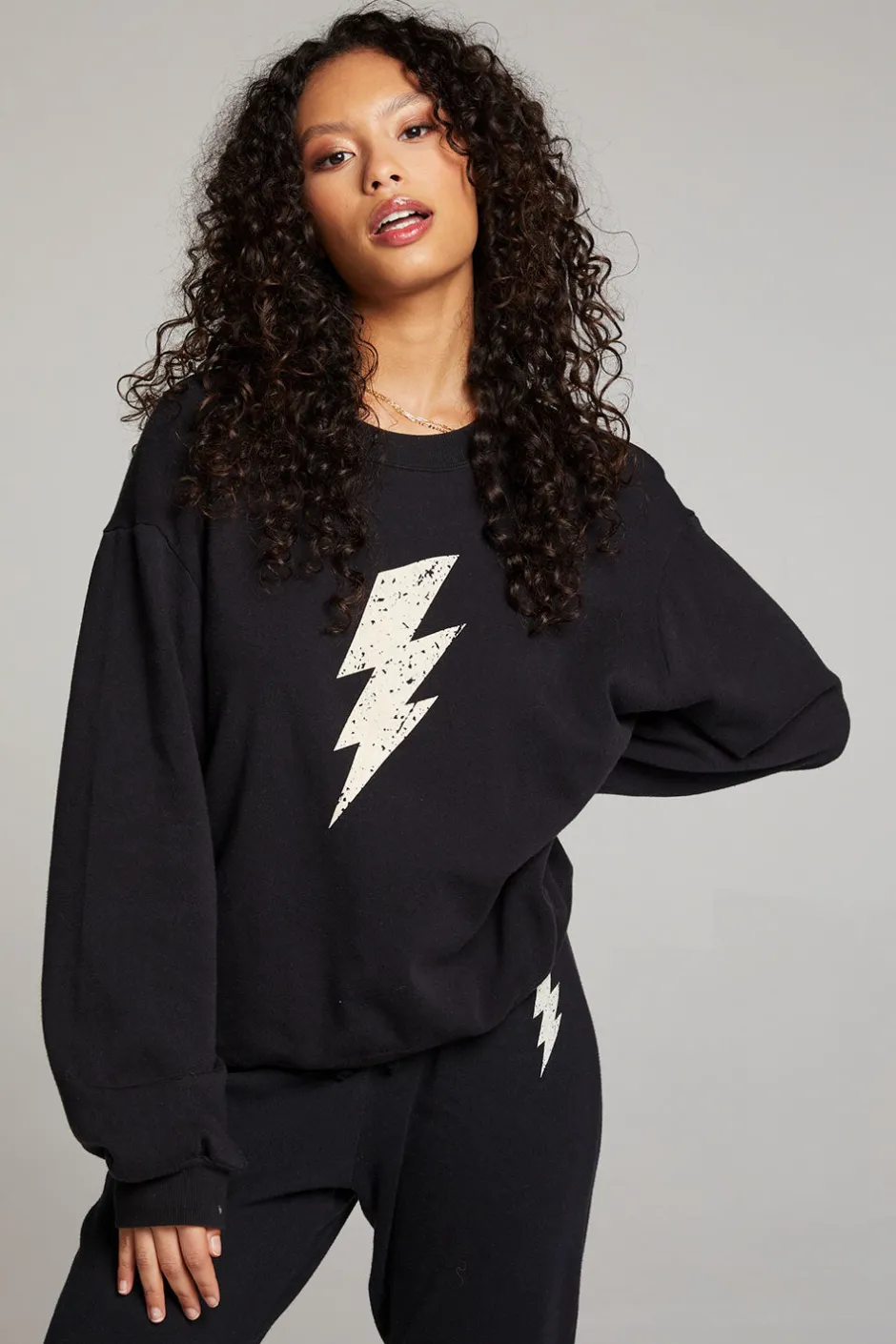 Women Chaser Brand Distressed Bolt Long Sleeve
