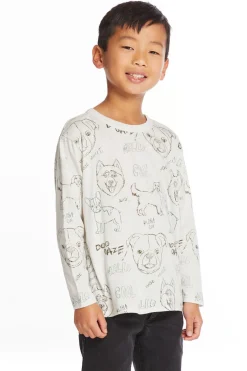 Kids/BOY Chaser Brand Dog Sketchpad Boys Charity Long Sleeve Crew Neck Tee