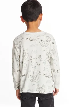 Kids/BOY Chaser Brand Dog Sketchpad Boys Charity Long Sleeve Crew Neck Tee