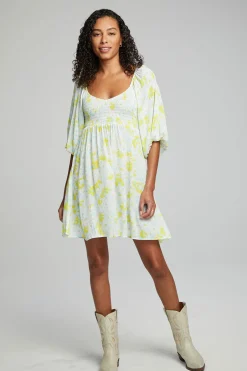 Women Chaser Brand Dolce Mini Dress - Baby Blue Daisy Floral