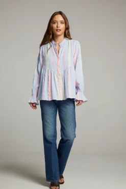 Women Chaser Brand Dolphin South West Beach Stripe Button Down