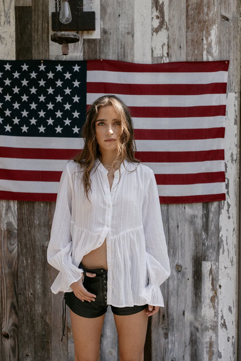 Women Chaser Brand Dolphin White Button Down