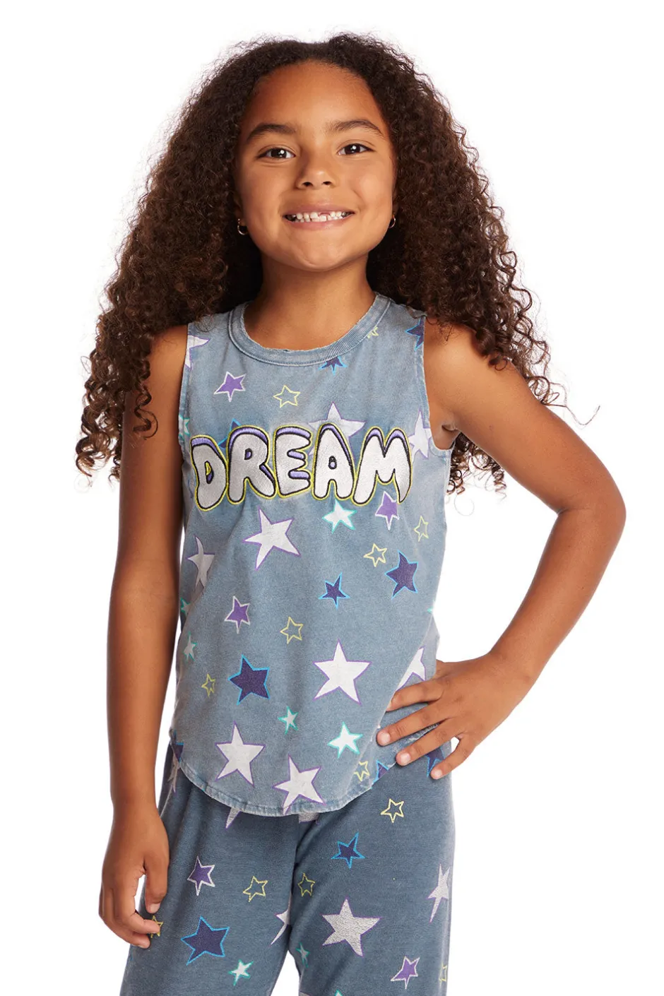 Kids Chaser Brand Dream Emb Star Girls Vintage Jersey Shirttail Muscle