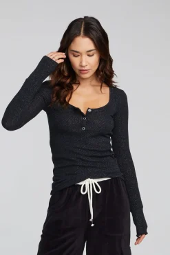 Women Chaser Brand Drifter Shadow Black Henley