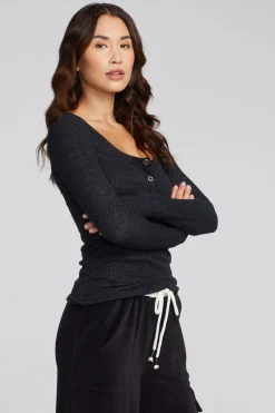Women Chaser Brand Drifter Shadow Black Henley