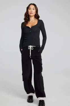 Women Chaser Brand Drifter Shadow Black Henley