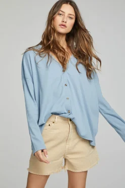 Women Chaser Brand Electric Button Down - Faded Denim