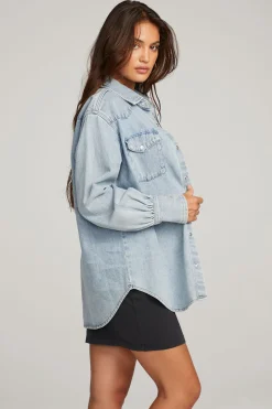 Women Chaser Brand Elk Classic Blue Button Down