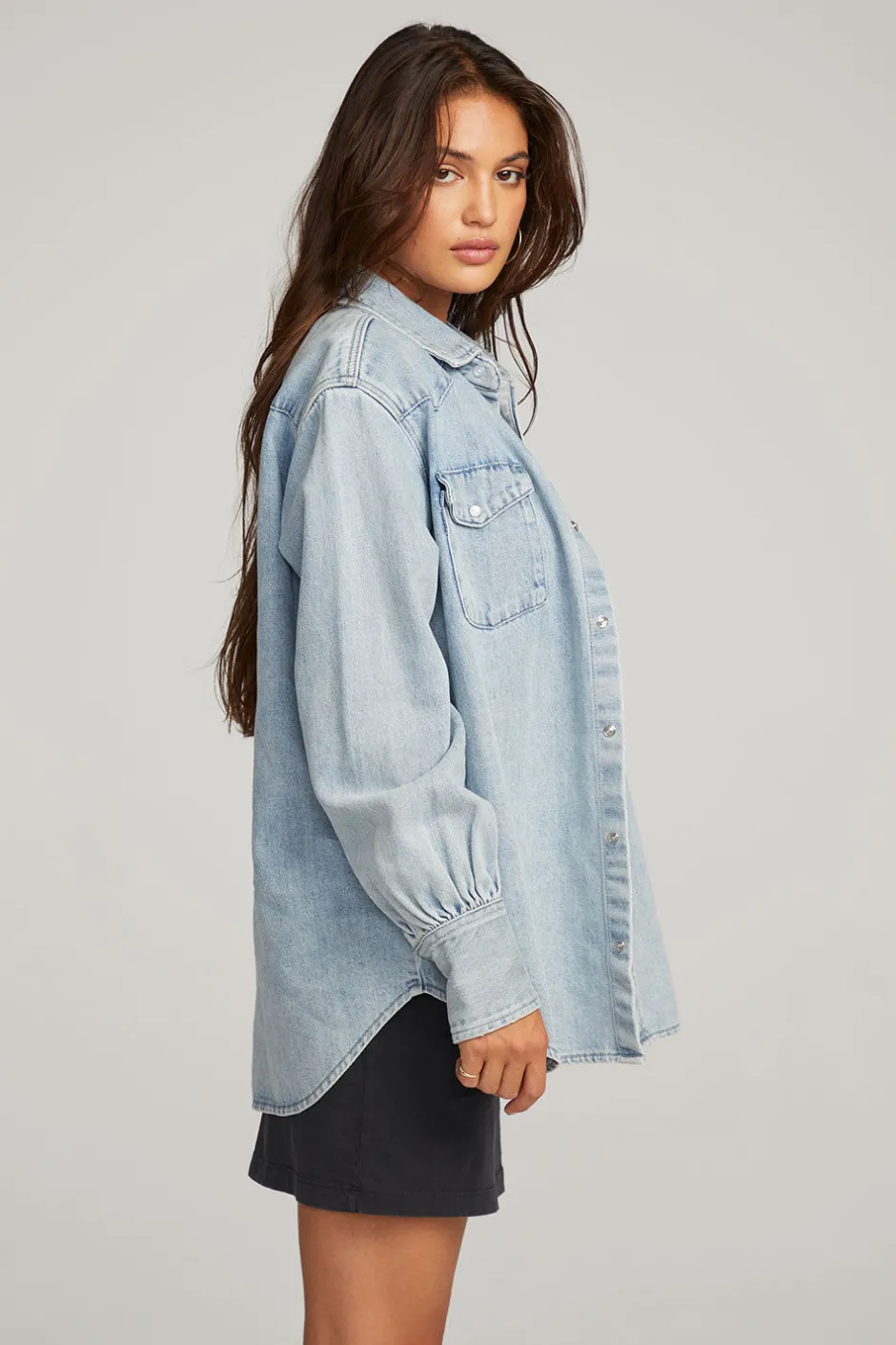 Women Chaser Brand Elk Classic Blue Button Down