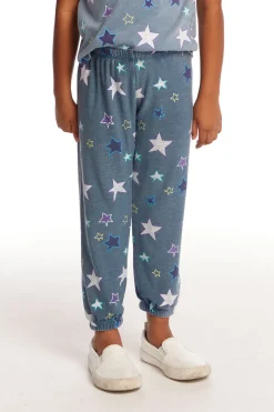 Kids Chaser Brand Embroidery Stars Girls Cozy Knit Sweatpant