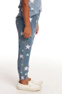 Kids Chaser Brand Embroidery Stars Girls Cozy Knit Sweatpant