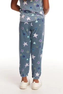 Kids Chaser Brand Embroidery Stars Girls Cozy Knit Sweatpant
