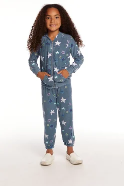Kids Chaser Brand Embroidery Stars Girls Cozy Knit Sweatpant
