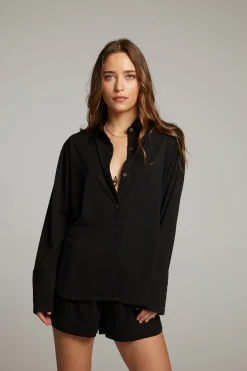Women Chaser Brand Ethan Black Button Up