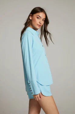 Women Chaser Brand Ethan Clear Sky Button Up