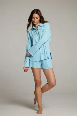 Women Chaser Brand Ethan Clear Sky Button Up