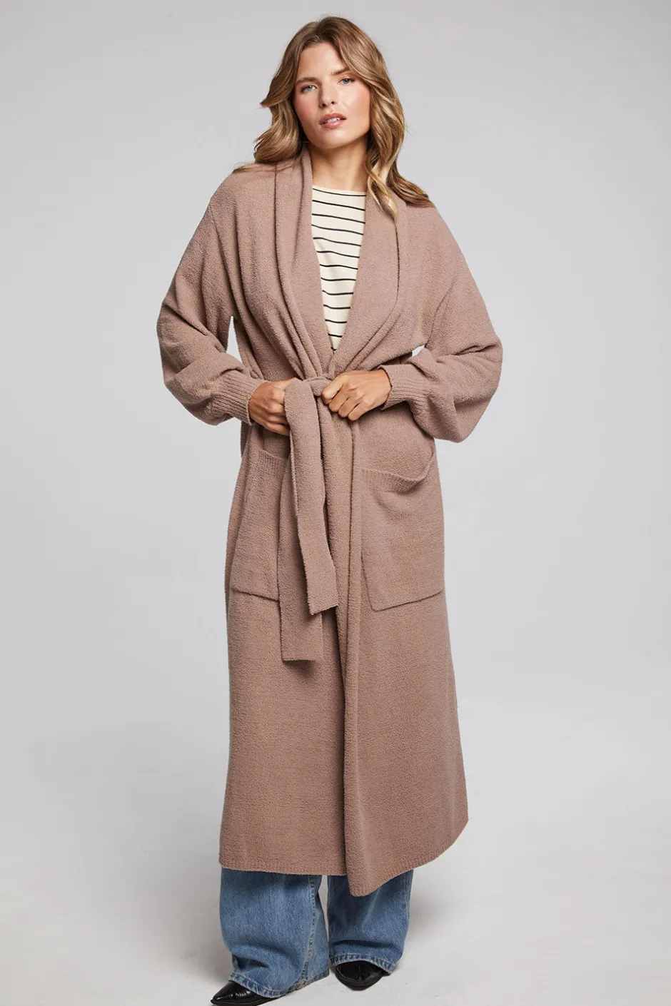 Women Chaser Brand Evee Warm Taupe Maxi Cardigan