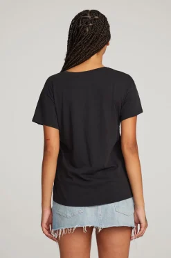 Women Chaser Brand Everyday Essential Black V-neck Tee