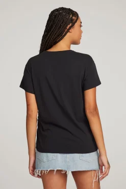 Women Chaser Brand Everyday Essential Black Crew Neck Tee
