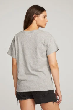 Women Chaser Brand Everyday Essential Heather Grey Crew Neck Tee