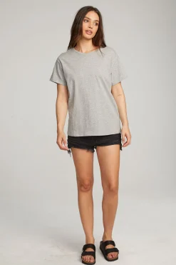 Women Chaser Brand Everyday Essential Heather Grey Crew Neck Tee