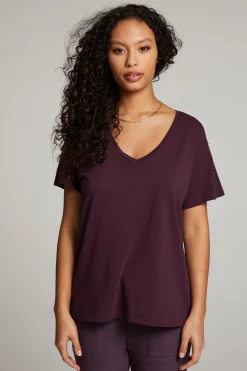 Women Chaser Brand Everyday Essential Plum Perfect V Neck Tee