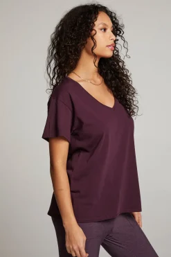 Women Chaser Brand Everyday Essential Plum Perfect V Neck Tee
