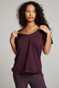Women Chaser Brand Everyday Essential Plum Perfect V Neck Tee