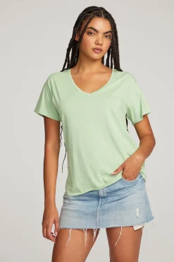Women Chaser Brand Everyday Essential Quiet Green V-neck Tee