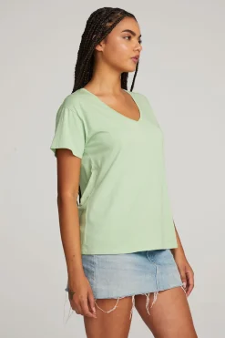 Women Chaser Brand Everyday Essential Quiet Green V-neck Tee