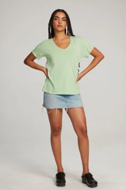 Women Chaser Brand Everyday Essential Quiet Green V-neck Tee