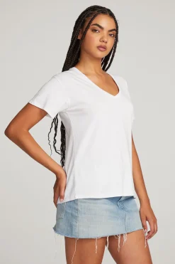 Women Chaser Brand Everyday Essential White V-neck Tee