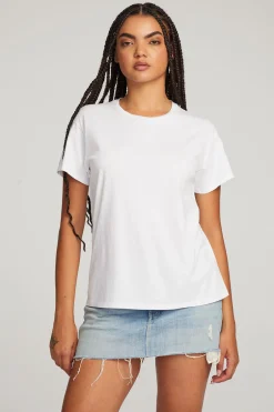 Women Chaser Brand Everyday Essential White Crew Neck Tee