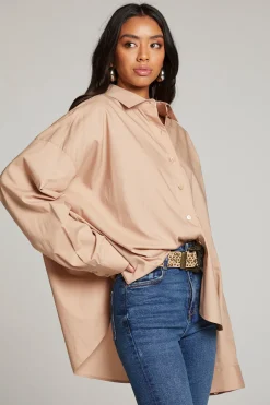 Women Chaser Brand Ezra Warm Taupe Button Up