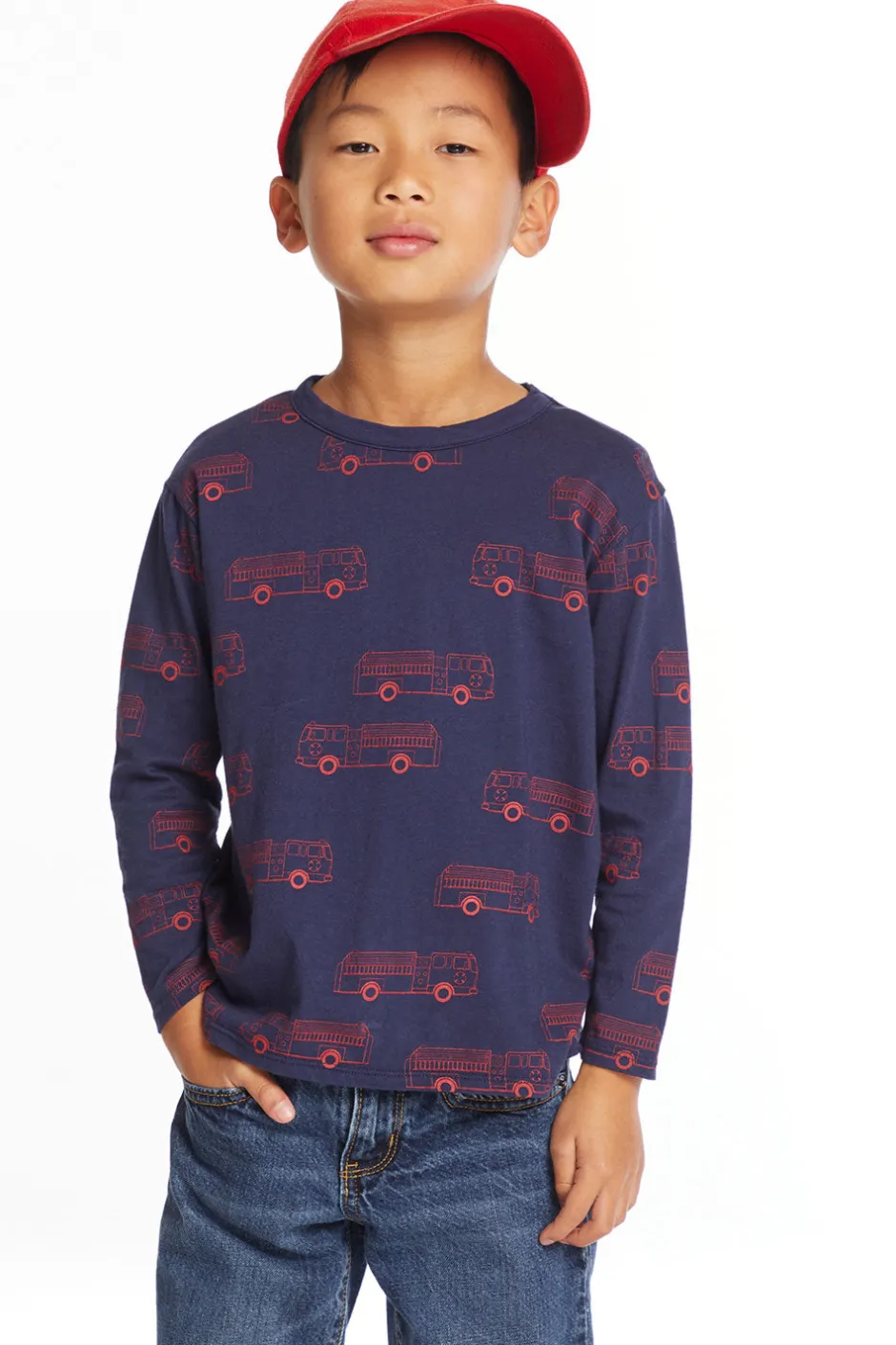 Kids/BOY Chaser Brand Fire Trucks Boys Long Sleeve Crew Neck Tee