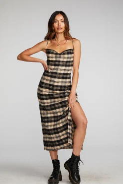 Women Chaser Brand Flannel Midi Slip Dress