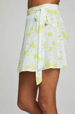 Women Chaser Brand Fleet Wrap Mini Skirt - Baby Blue Daisy Floral