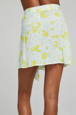 Women Chaser Brand Fleet Wrap Mini Skirt - Baby Blue Daisy Floral