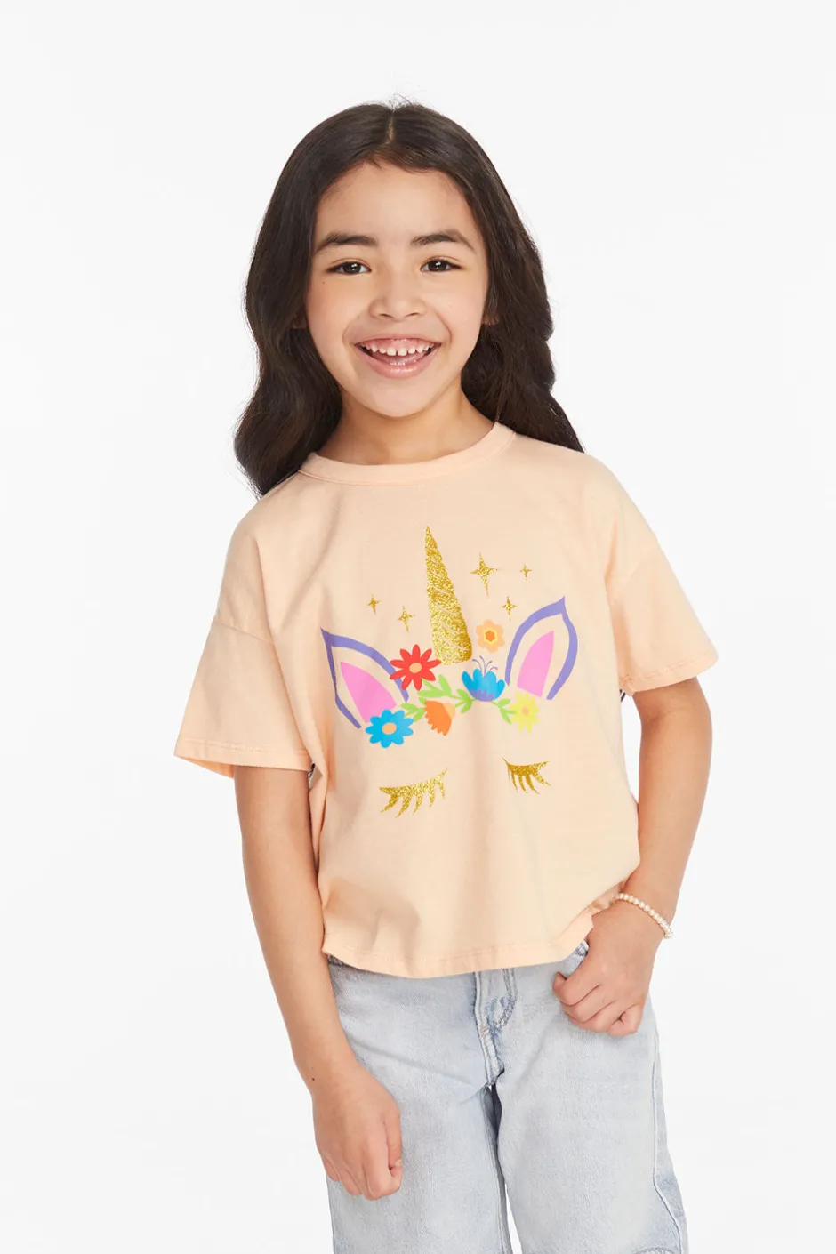 Kids Chaser Brand Floral Unicorn Girls Tee