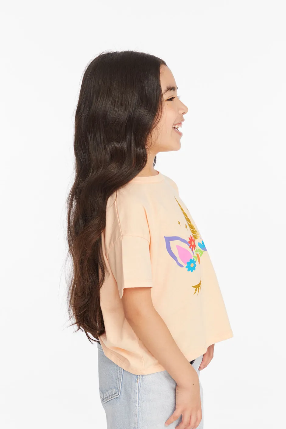 Kids Chaser Brand Floral Unicorn Girls Tee