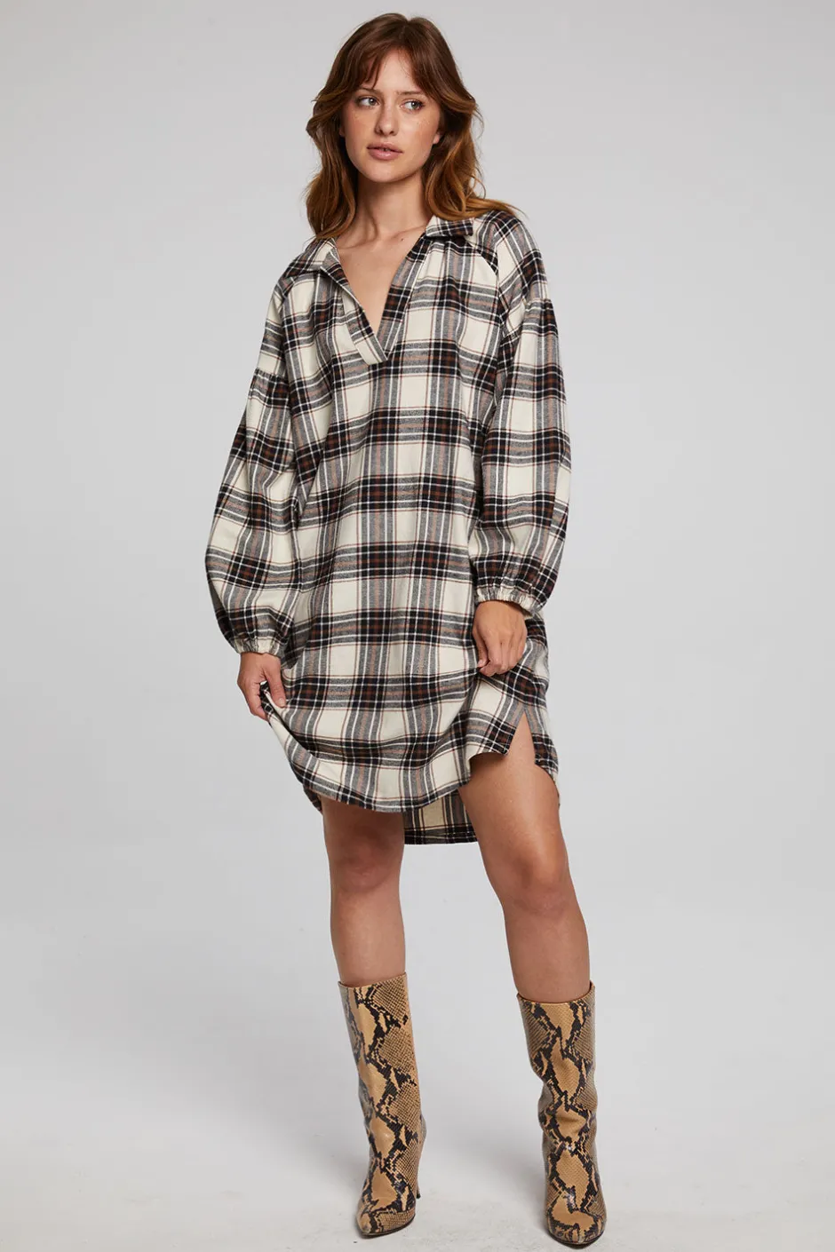 Women Chaser Brand Folk Americana Plaid Mini Dress
