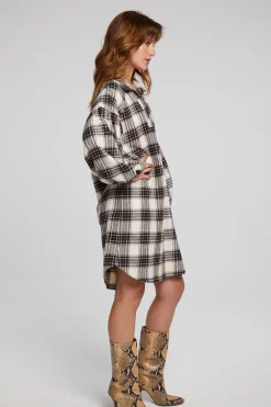 Women Chaser Brand Folk Americana Plaid Mini Dress