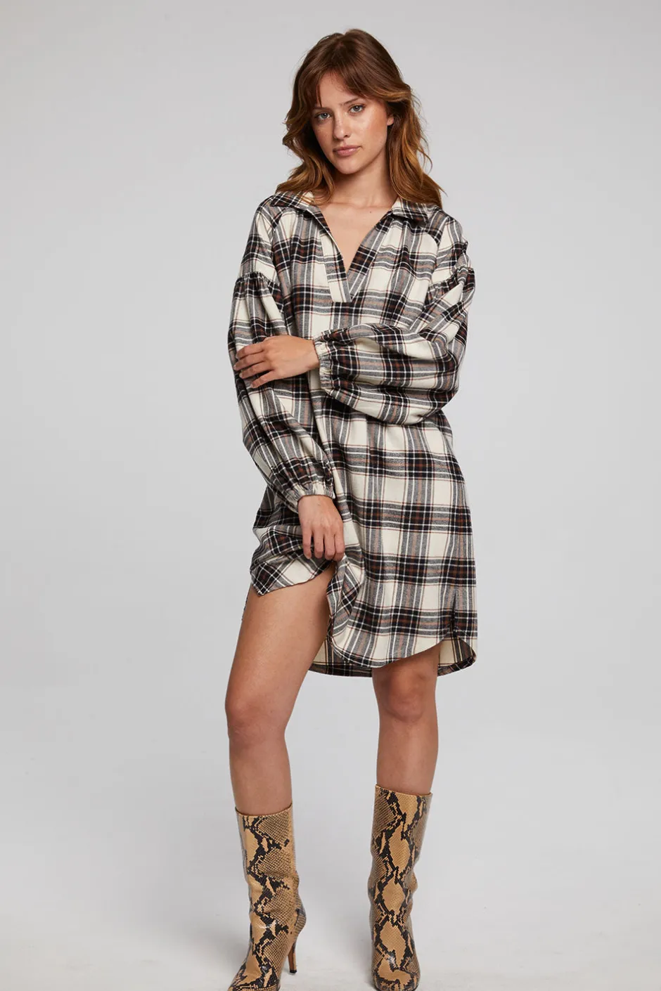 Women Chaser Brand Folk Americana Plaid Mini Dress