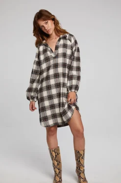 Women Chaser Brand Folk Americana Plaid Mini Dress